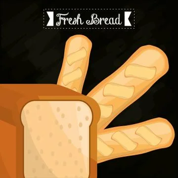 Fresh bread slice bread and baguette Illustrazione stock