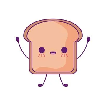 Fresh bread slice kawaii style イラスト素材