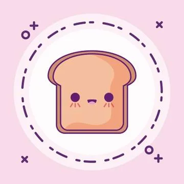 Fresh bread slice kawaii style イラスト素材