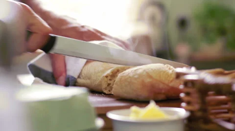 Fresh Bread Sliced Stock Footage 37889156