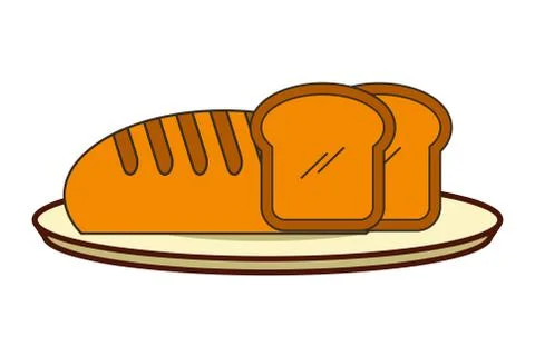 Fresh bread slices on dish Stockillustratie
