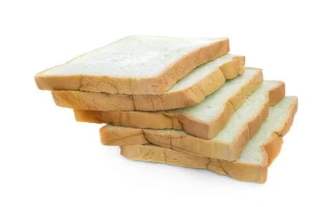 Fresh bread slices isolated on white background. Stock Photos