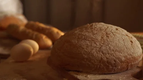 Fresh bread in slow motion Stock Footage 72318761