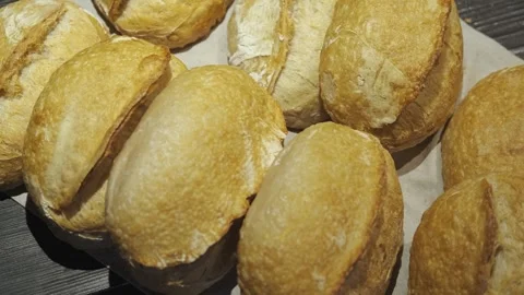 Fresh bread top view Stock Footage 247017702