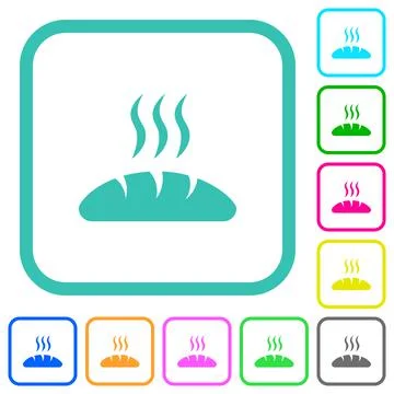 Fresh bread vivid colored flat icons Stock Illustration