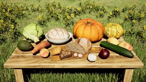 Fresh bread with wheat and gluten on a wooden table.Gluten.Healthy food. Stock Footage 130945159