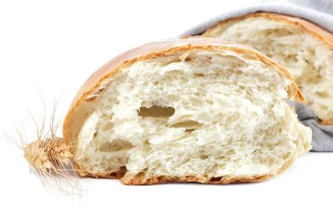 Fresh bread on white background. Stock Photos