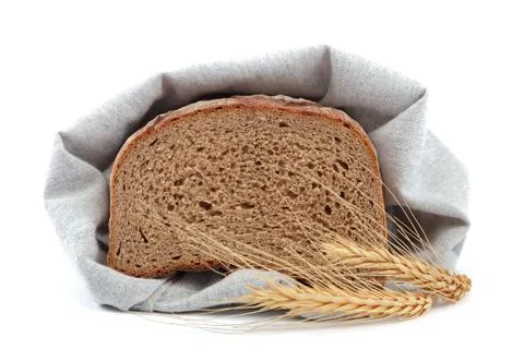 Fresh bread on white background. Stock Photos