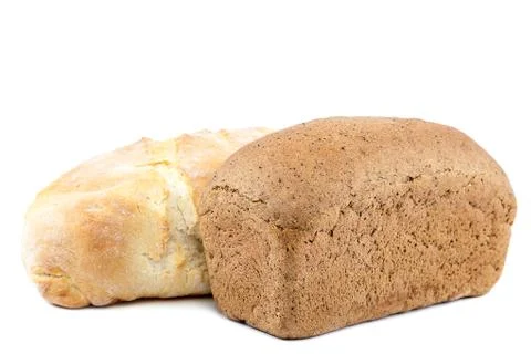 Fresh bread on white background. Stock Photos