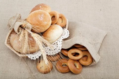 Fresh breads for a variety of sacking. Stock Photos