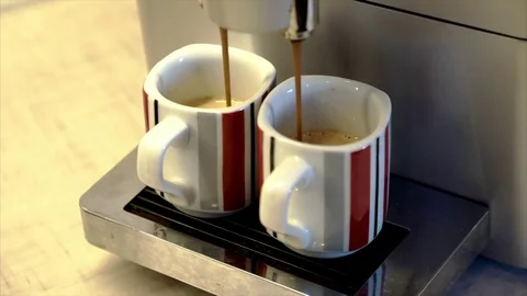 Fresh breakfast coffee with a household machine Stock Footage 76663766