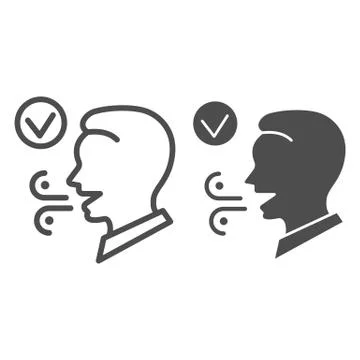 Fresh breath line and solid icon, International dentist day concept, Male with Illustrazione stock