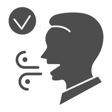 Fresh breath solid icon, International dentist day concept, Male with healthy Illustrazione stock