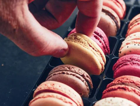 Fresh bright colored Macarons Stock Photos