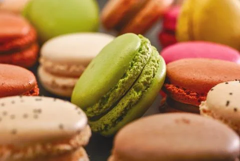 Fresh bright colored Macarons Stock Photos