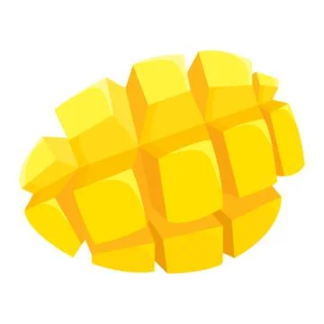 Fresh bright exotic cut slice mango isolated on white background. Summer frui Stock Illustration