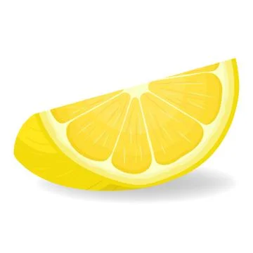 Fresh bright exotic cut slice lemon fruit isolated on white background. Summe Stock Illustration