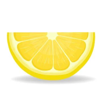 Fresh bright exotic cut slice lemon fruit isolated on white background. Summe Illustrazione stock