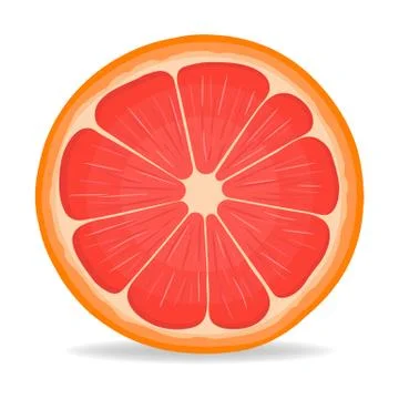 Fresh bright exotic half cut grapefruit isolated on white background. Summer  Stock Illustration
