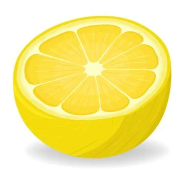 Fresh bright exotic half lemon fruit isolated on white background. Summer fru Stock Illustration