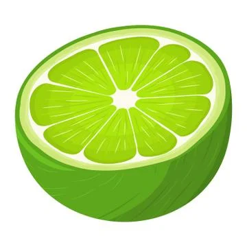 Fresh bright exotic half lime fruit isolated on white background. Summer frui Stock Illustration