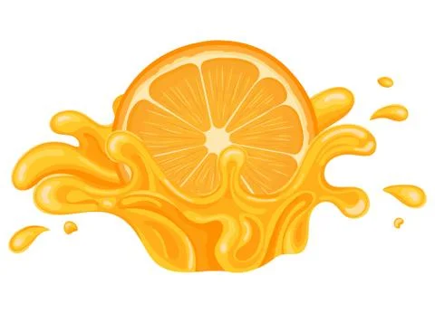 Fresh bright orange, mandarin or tagerine juice splash burst isolated on whit Stock Illustration