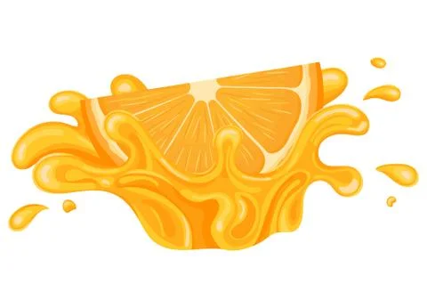 Fresh bright orange, mandarin or tagerine juice splash burst isolated on whit Stock Illustration