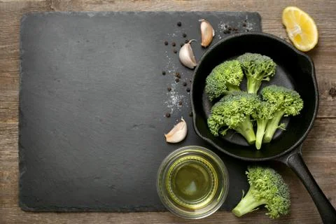 Fresh broccoli for baking (top view) Stock Photos