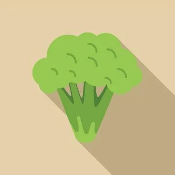 Fresh broccoli floret casting long shadow on tan background Stock Illustration