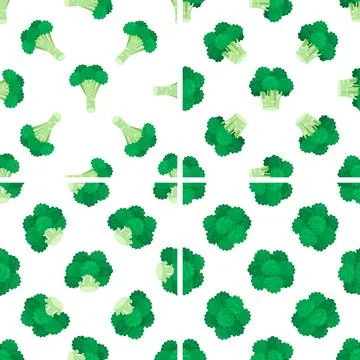 Fresh broccoli florets form a repeating pattern, ideal for healthy food or vegan イラスト素材