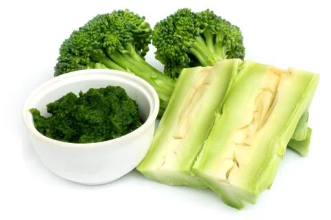 Fresh broccoli with ground paste Stock Photos