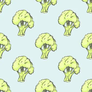 Fresh Broccoli Illustration inside Endless Texture Stock Illustration