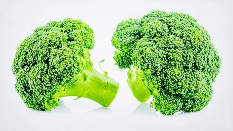 Fresh Broccoli Isolated on White Background, Brassica oleracea var. italica.. Stock Photos