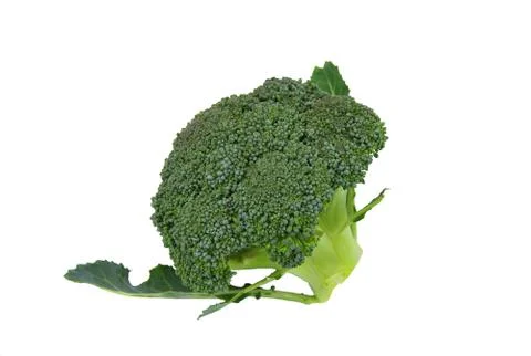 Fresh broccoli with leaf isolated on white background Foto stock