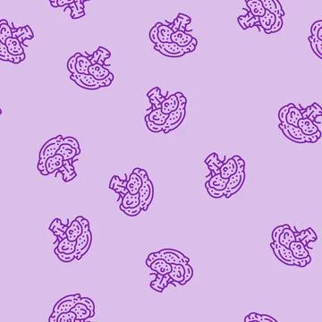 Fresh broccoli line seamless pattern Stock Illustration