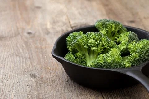 Fresh broccoli in  pan Stock Photos