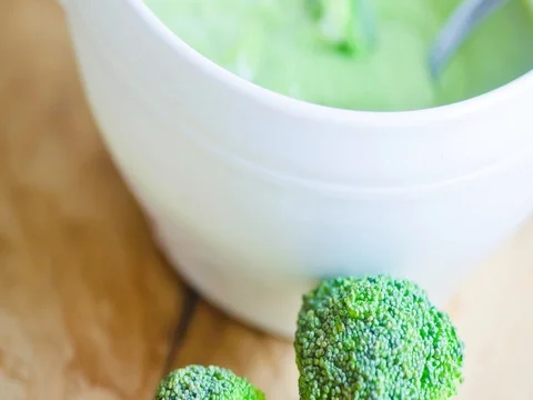 Fresh broccoli soup Stock Footage 71519321