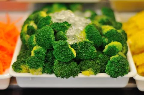 Fresh Broccoli in a Tray Stock Photos