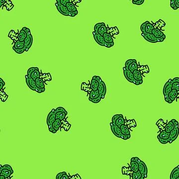 Fresh broccoli vector seamless pattern Stock Illustration