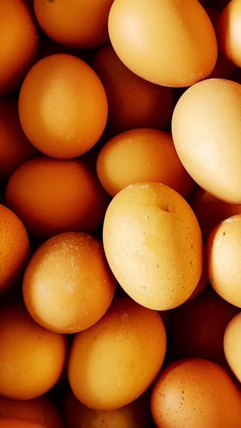 Fresh brown chicken eggs create an abundant natural food background at a lo.. Stock Footage 340116006