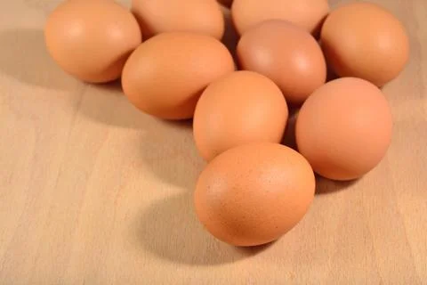 Fresh brown eggs close-up on Foto stock