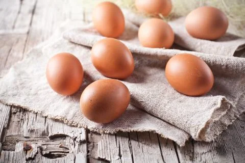 Fresh brown eggs Stock Photos