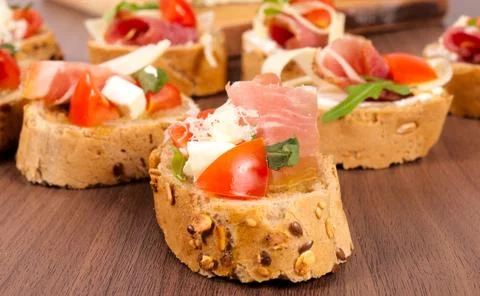 Fresh bruschetta Stock Photos