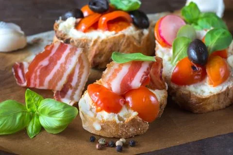Fresh bruschettas Stock Photos