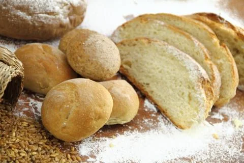 Fresh bun and bread Stock Photos