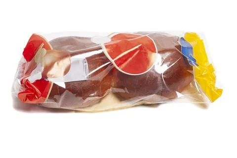 Fresh buns in a package isolated on white background Stock Photos
