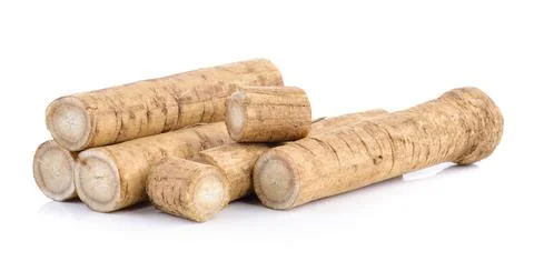 Fresh Burdock roots on white background Stock Photos