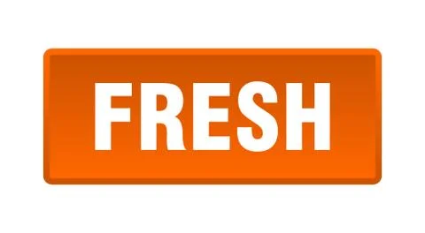 Fresh button. fresh square orange push button Stock Illustration