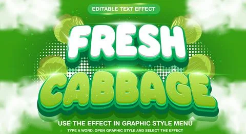 Fresh Cabbage 3d editable text effect Template Stock Illustration
