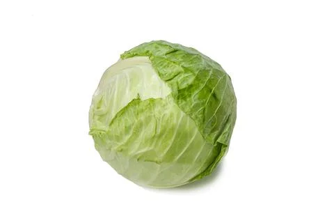 Fresh cabbage head on white isolated background. Photo of food. Stock Photos